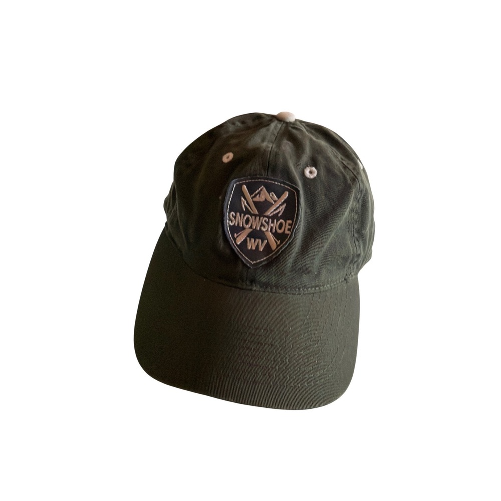 J America Sportswear Hat Olive Green Snowshoe WV Ski Resort Dad Cap Adjustable